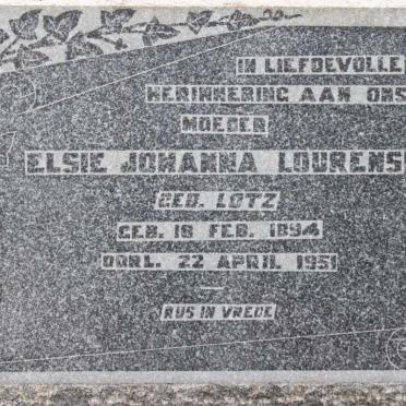 LOURENS Elsie Johanna geb LOTZ 1894-1951