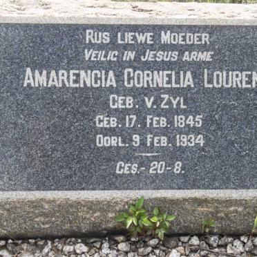 LOURENS Amarencia Cornelia nee VAN ZYL 1845-1934