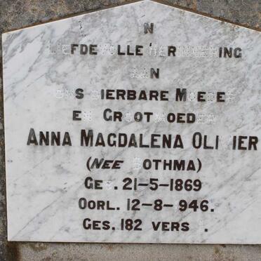 OLIVIER Anna Magdalena nee BOTHMA 1869-1946