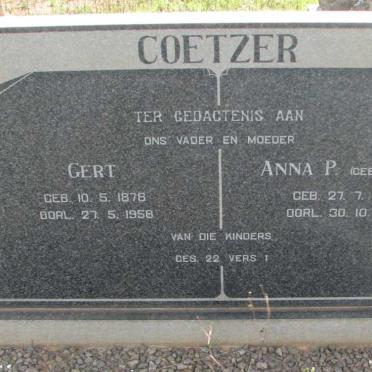 COETZER Gert 1878-1958 &amp; Anna P. JORDAAN 1880-1960