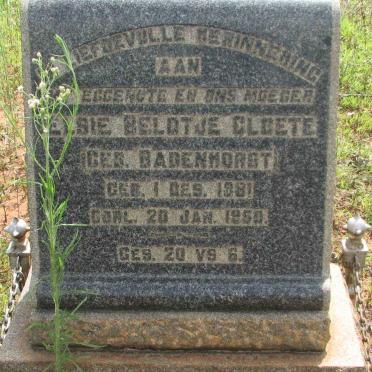 CLOETE Elsie Beldtje nee BADENHORST 1881-1950