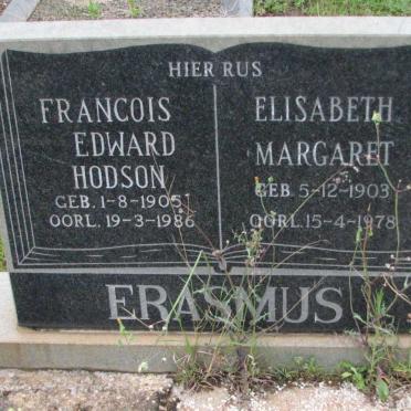 ERASMUS Francois Edward Hodson 1905-1986 &amp; Elisabeth Margaret 1903-1978