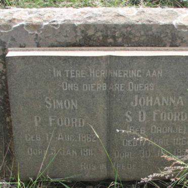 FOORD Simon P. 1862-191? &amp; Johanna S.D. CRONJE 1868-195?