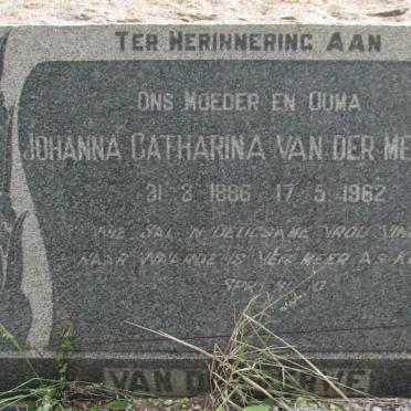 MERWE Johanna Catharina, van der 1886-1962