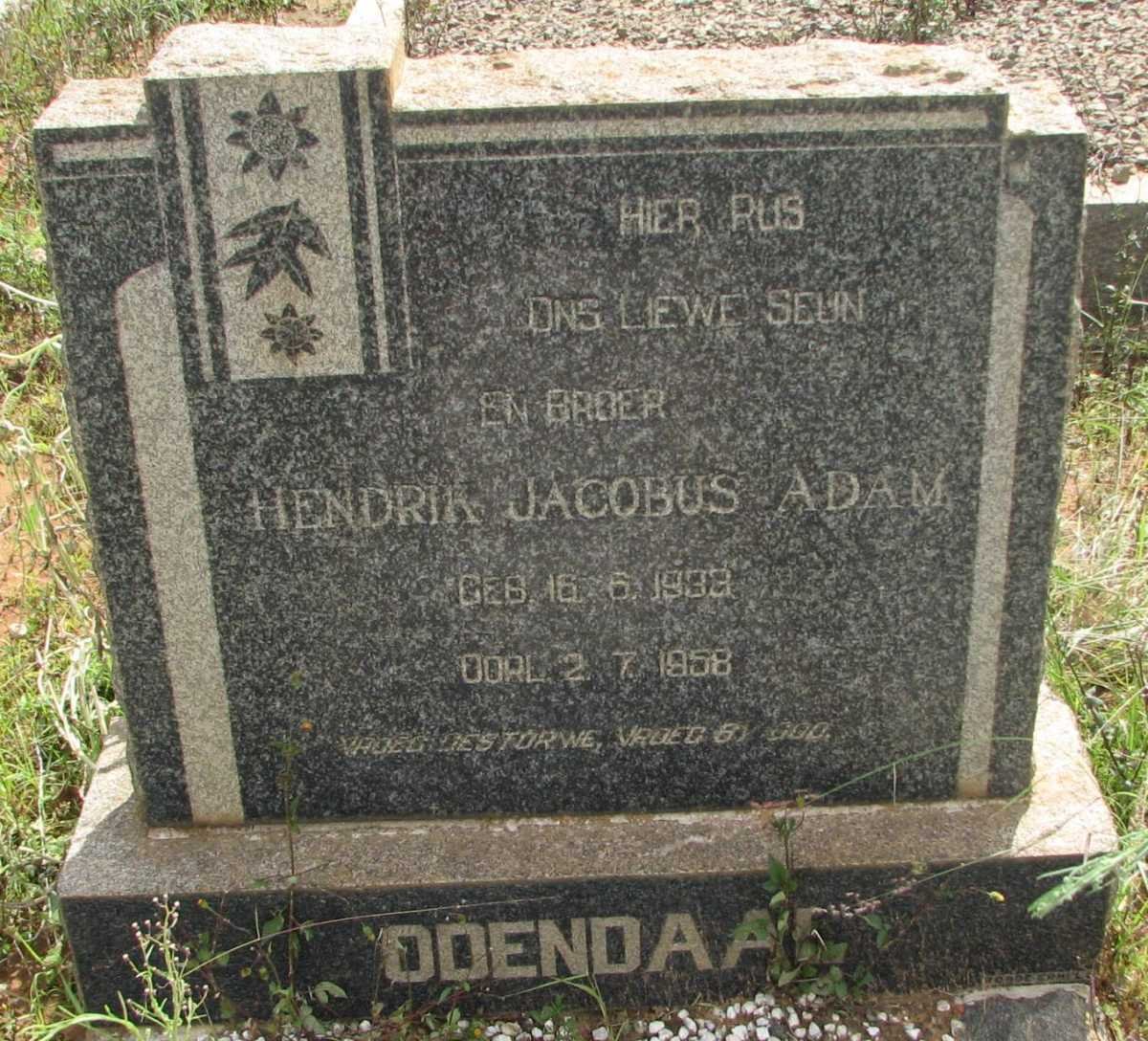 ODENDAAL Hendrik Jacobus Adam 1933-1958