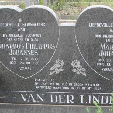 LINDE Gerhardus Philippus Johannes, van der 1909-1986 &amp; Martha Johanna 1914-2005