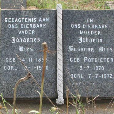 RIES Johannes 1853-19?0 &amp; Susanna POTGIETER 1878-1972