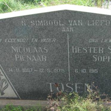 TOSEN Nicolaas Pienaar 1897-1975 &amp; Hester Susanna Sophia 1915-