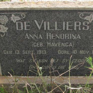 VILLIERS Mauritz J.H., de 1905-1990 &amp; Anna Hendrina HAVENGA 1913-1967