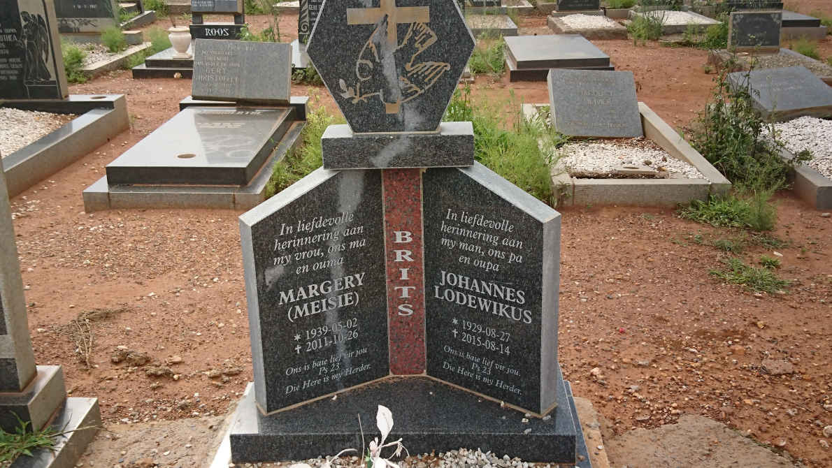 BRITS Johannes Lodewikus 1929-2015 &amp; Margery 1939-2011