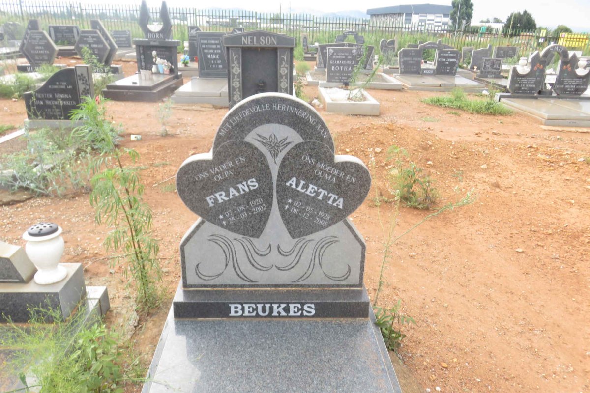 BEUKES Frans 1920-2002 &amp; Aletta 1928-2005