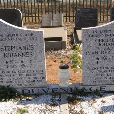 DUVENHAGE Stephanus Johannes 1914-2005 &amp; Gerbrecht Johanna Elizabeth VAN DER MERWE 1926-