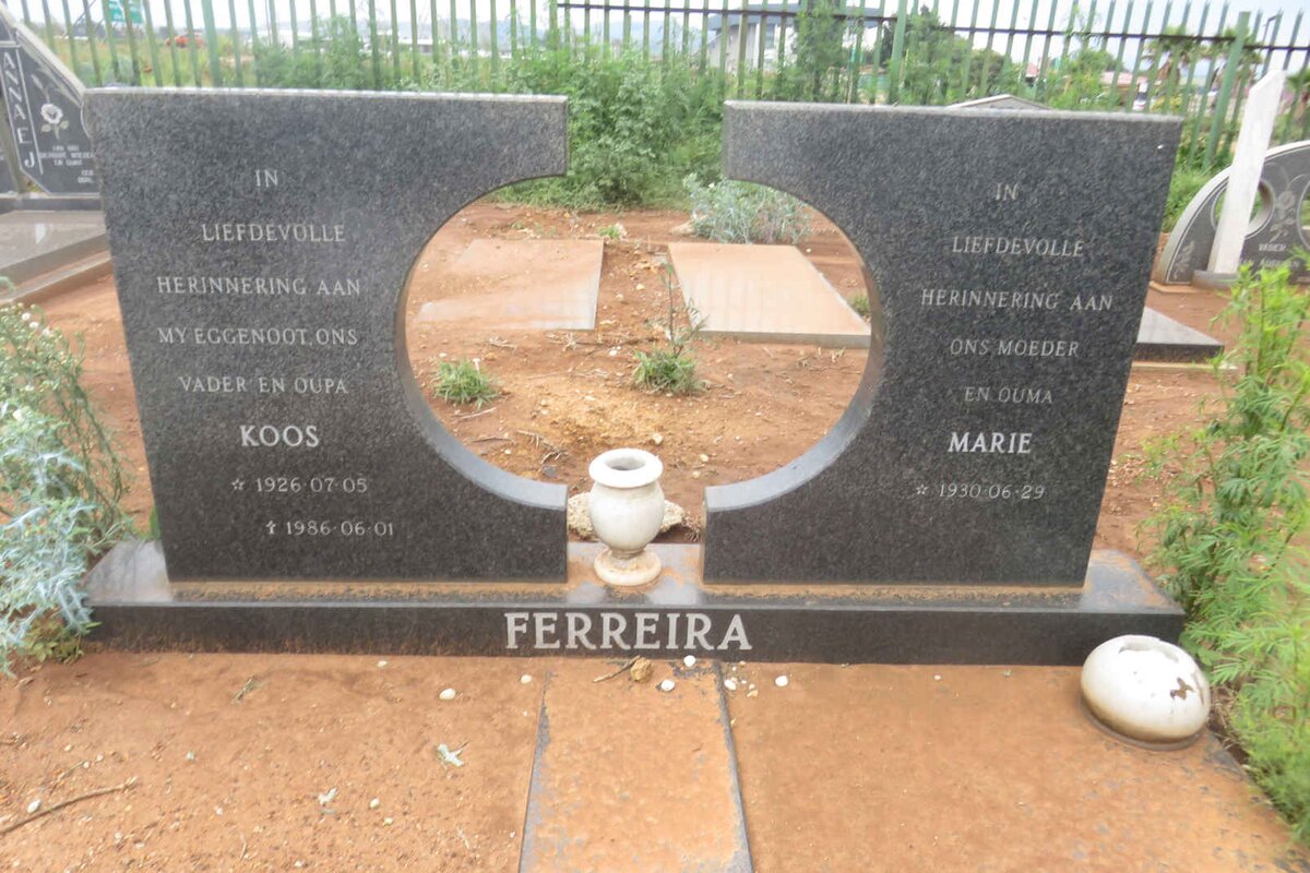 FERREIRA Koos 1926-1986 &amp; Marie 1930-