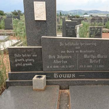 GOUWS Dirk Johannes Albertus 1896-1977 &amp; Martha Maria RETIEF 1903-1985