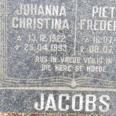 JACOBS Pieter Frederick 1924-1997 &amp; Johanna Christina 1922-1993