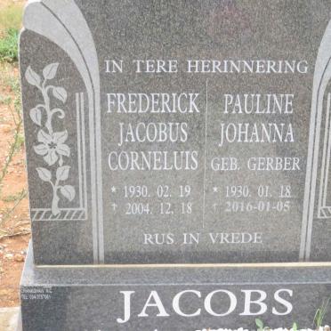 JACOBS Frederick Jacobus Corneluis 1930-2004 &amp; Pauline Johanna GERBER 1930-2016