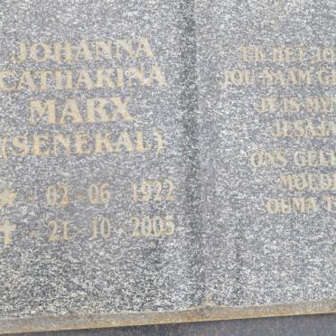 MARX Johanna Catharina nee SENEKAL 1922-2005