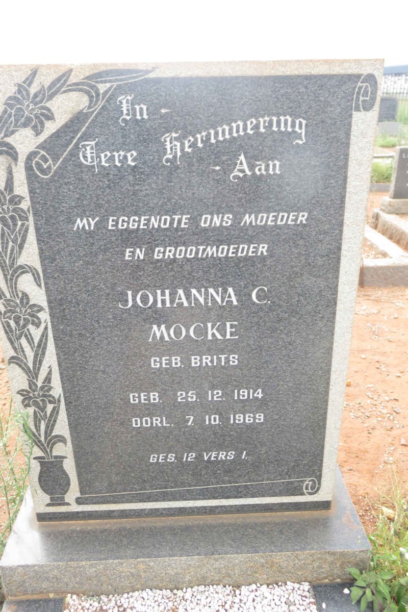 MOCKE Johanna C. nee BRITS 1914-1969