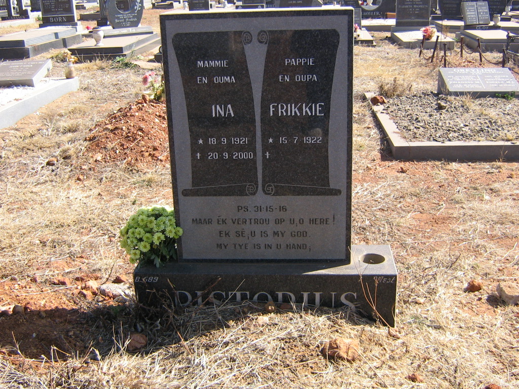 PISTORIUS Frikkie 1922- &amp; Ina 1921-2000