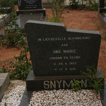 SNYMAN Marie 1952-1981