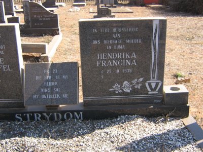 STRYDOM Anthonie Christoffel 1936-1992 &amp; Hendrika Francina 1939-