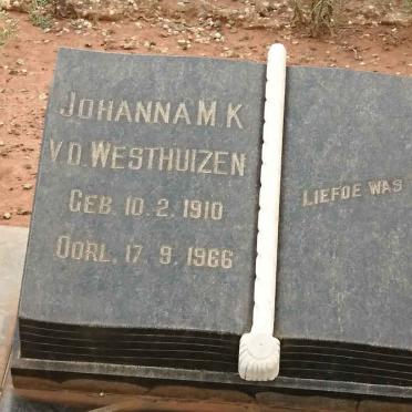 WESTHUIZEN Johanna M.K., v.d. 1910-1966
