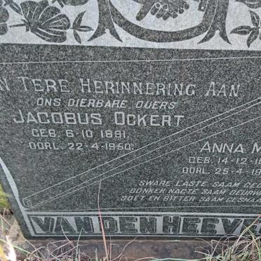 HEEVER Jacobus Ockert, van den 1891-1950  &amp; Anna Maria 1894-1950