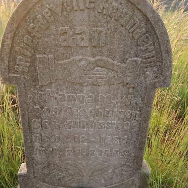 WESTHUIZEN Johanna M.W., van der nee DU PLESSIS 1881-1944