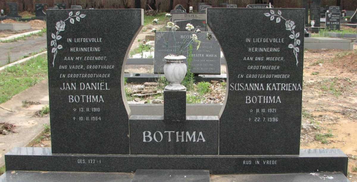 BOTHMA Jan Daniel 1910-1984 &amp; Susanna Katriena 1921-1996