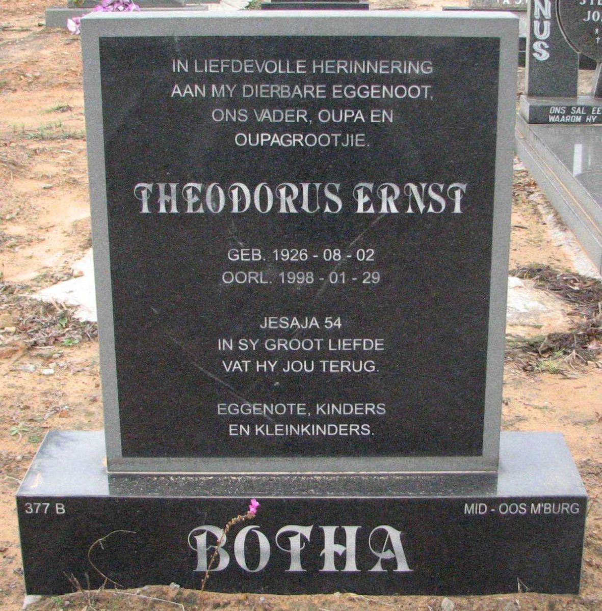 BOTHA Theodorus Ernst 1926-1998