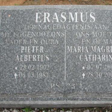 ERASMUS Pieter Albertus 1902-1981 &amp; Maria Magrietha Catharina 1909-2000