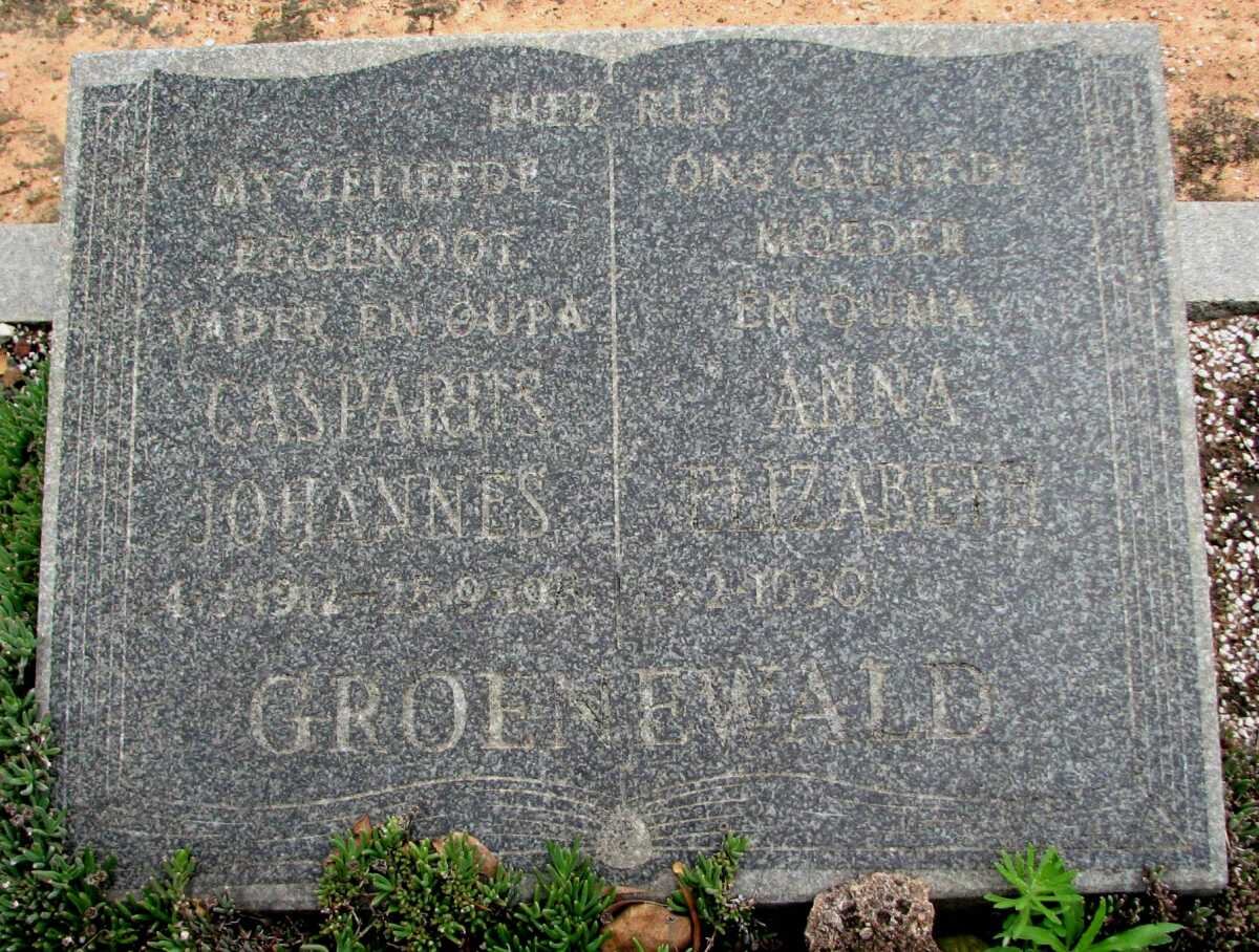 GROENEWALD Casparus Johannes 1912-19?? &amp; Anna Elizabeth 1930-