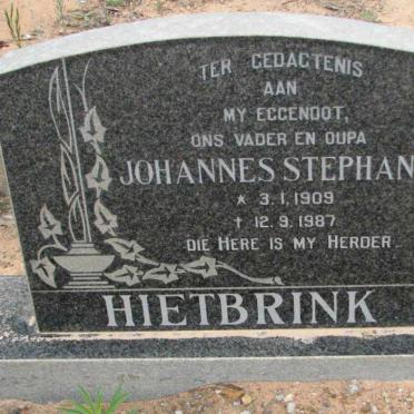 HIETBRINK Johannes Stephanus 1909-1987