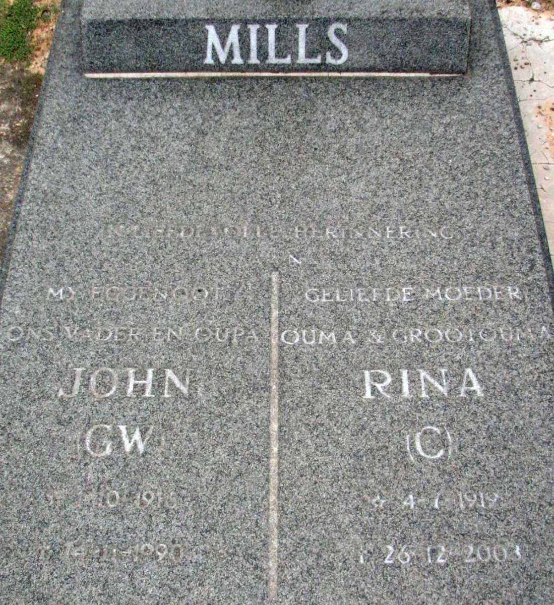MILLS G.W. 1915-1990 &amp; C. 1919-2003