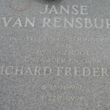 RENSBURG Richard Frederick, Janse van 1910-1991
