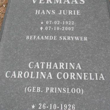 VERMAAS Hans Jurie 1922-2002 &amp; Catharina Carolina Cornelia PRINSLOO 1926-2009