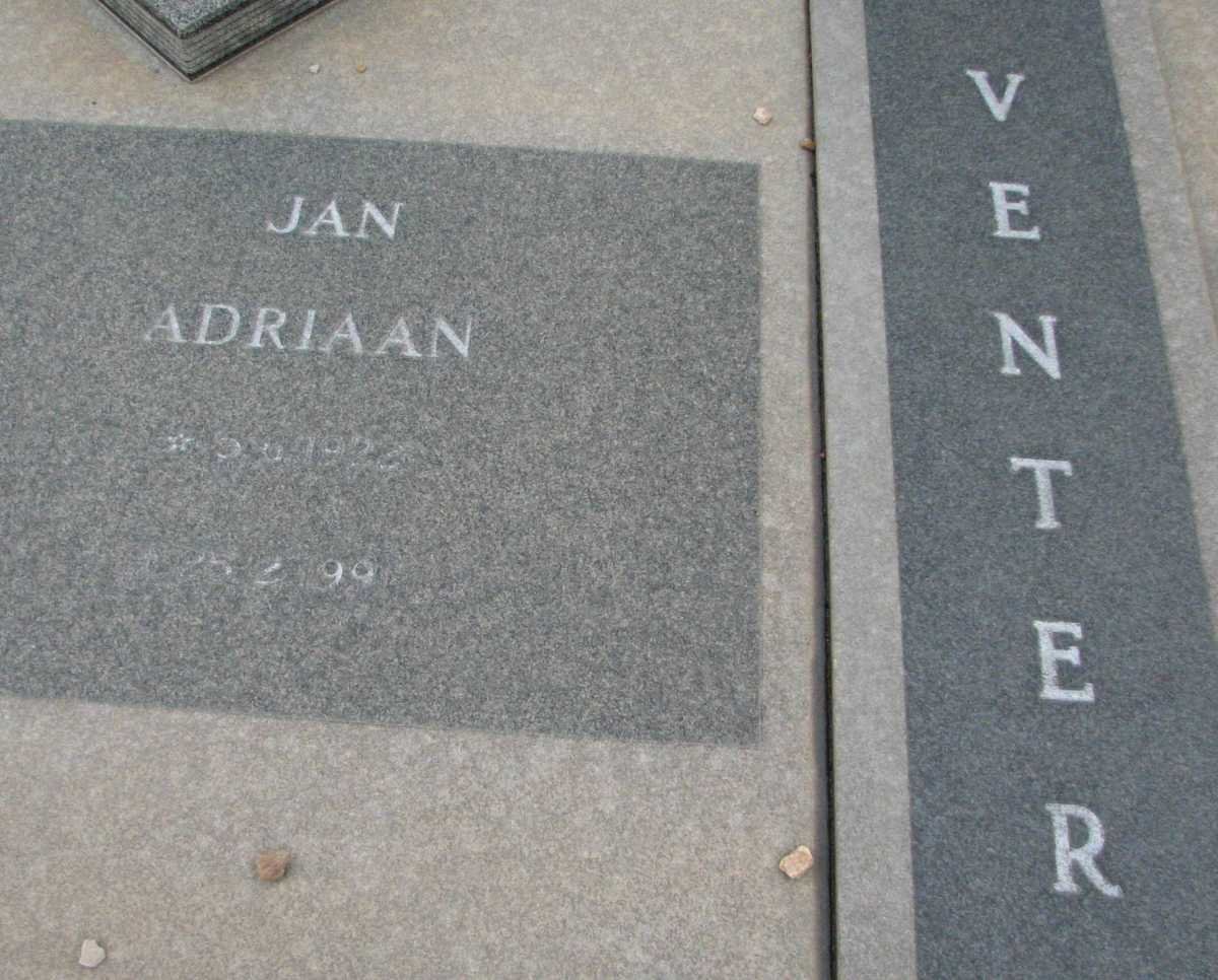 VENTER Jan Adriaan 1922-1999 &amp; Johanna Isabella S. -2004