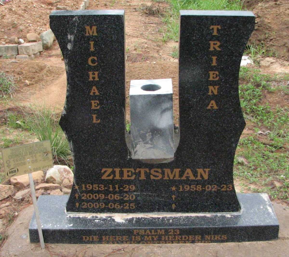 ZIETSMAN Michael 1953-2009 &amp; Triena 1958-