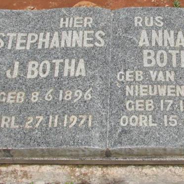 BOTHA Stephanus J. 1896-1971 &amp; Anna J. van NIEUWENHUIZEN 1896-1956