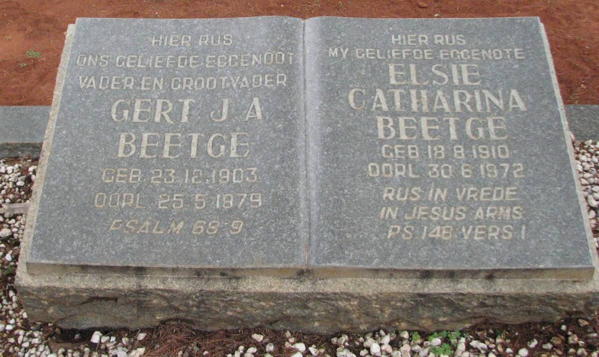 BEETGE Gert J.A. 1903-1979 &amp; Elsie Catharina 1910-1972