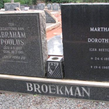 BROEKMAN Abraham Poulus 1897-1961 &amp; Martha Dorothea BEETGE 1893-1985