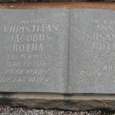 BOTHA Christiaan Jacobus 1885-1961 &amp; Anna Susanna JONES 1891-1967