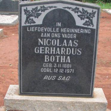 BOTHA Nicolaas Gerhardus 1881-1971