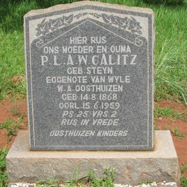 CALITZ P.L.A.W. formerly OOSTHUIZEN nee STEYN 1868-1959
