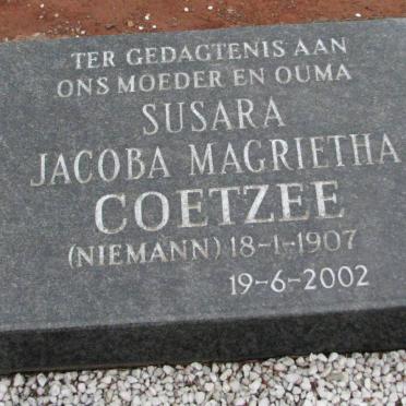COETZEE Susara Jacoba Magrietha nee NIEMANN 1907-2002