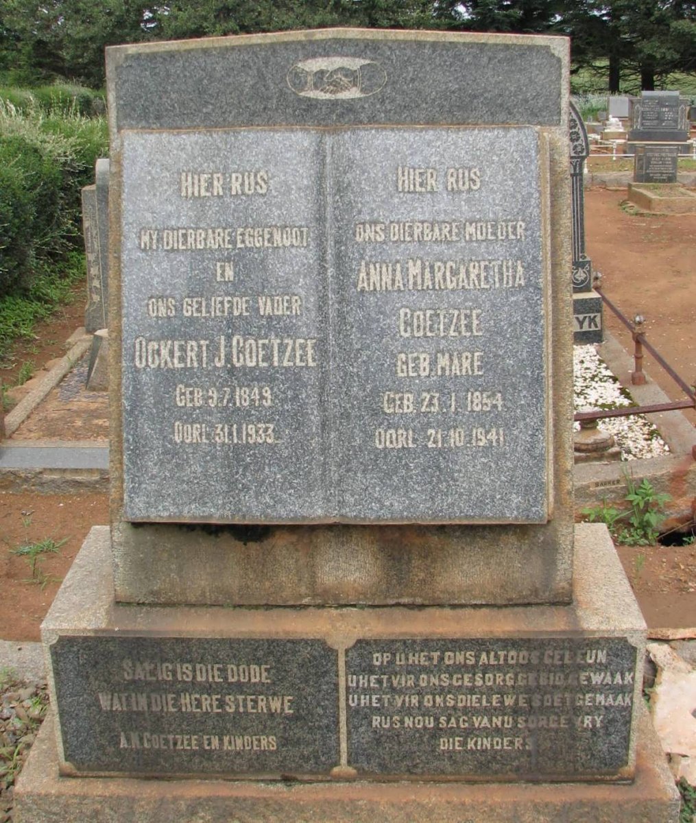COETZEE Ockert J. 1849-1933 &amp; Anna Margaretha MARE 1854-1941