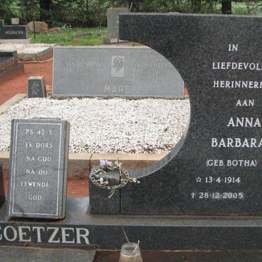 COETZER Anna Barbara nee BOTHA 1914-2005