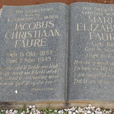 FAURE Jacobus Christiaan 1855-1945 &amp; Maria Elizabeth BRINK 1865-1951