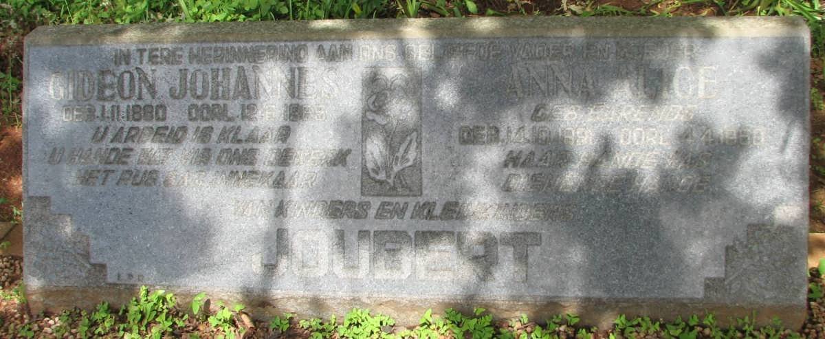 JOUBERT Gideon Johannes 1880-19?? &amp; Anna Alice BARENDS 189?-196?