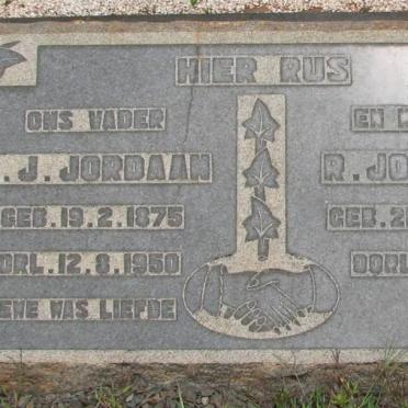 JORDAAN G.J. 1875-1950 &amp; R. 1879-1955